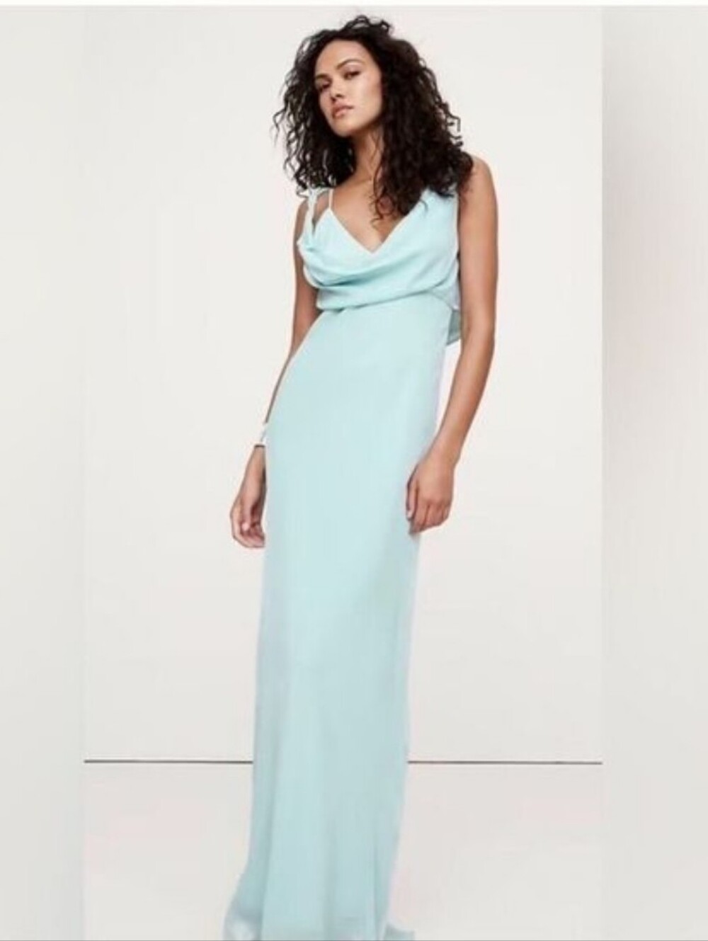 NWT banana Republic Twisted Shoulder Maxi Dress Bali Blue 4p